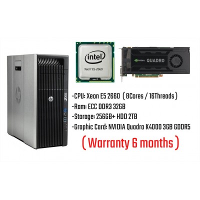HP Z620  ( CPU Xeon E5 2660 / Ram ECC DDR3 32GB / SSD 256GB / HDD 2TB / Nvidia Quadro K4000 3GB )
